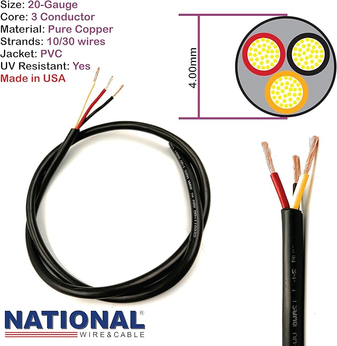 NATIONAL Wire & Cable – 20 AWG 3-Conductor Premium Copper Wire, 250 ft - Image 3