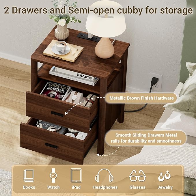 FavourLife Night Stand, Modern Nightstand - Image 5