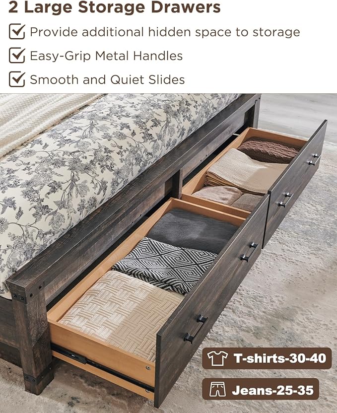 T4TREAM Farmhouse Queen Size Bed Frame - Image 6