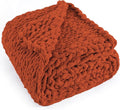 Chunky Knit Throw Blanket 50"X 60", 100% Handmade by LONGCREATE