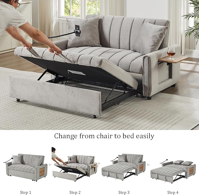 3 in 1 Convertible Sleeper Sofa Bed, Pull Out Couch Bed - Image 6