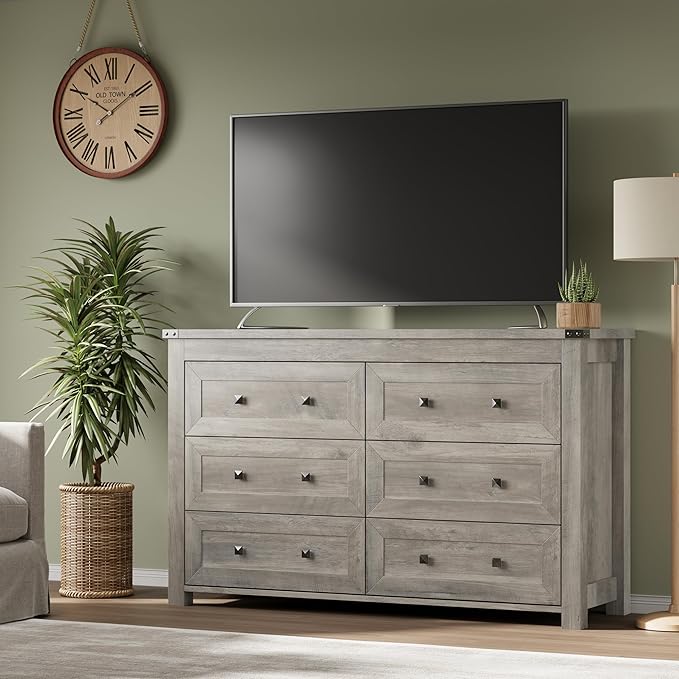 6-Drawer Dresser, Modern Wooden Storage Chest of Drawers, Dresser TV Stand - Image 5
