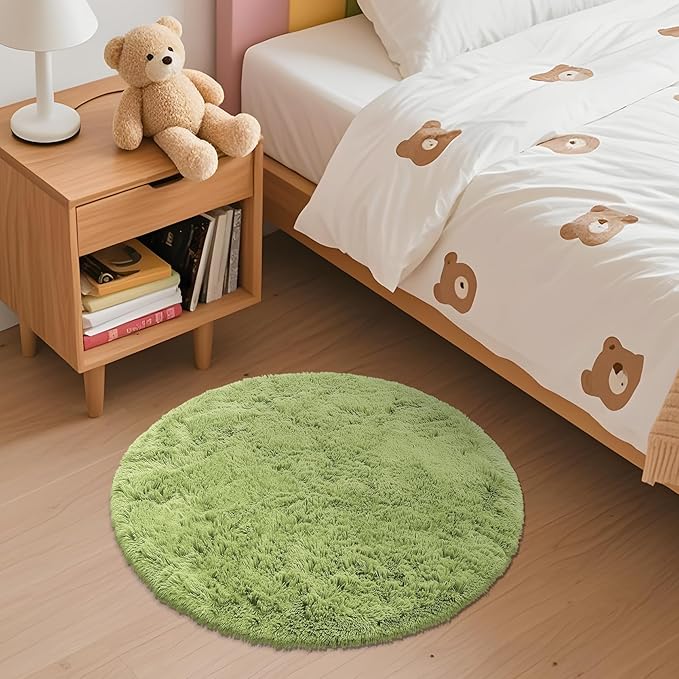 OLANLY Grass Green Round Rugs for Bedroom - Image 2