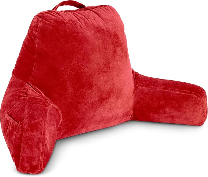 Husband Pillow Red, Original Reading Pillow in Bed Rest Chair, Shredded Memory by HusbandPillow