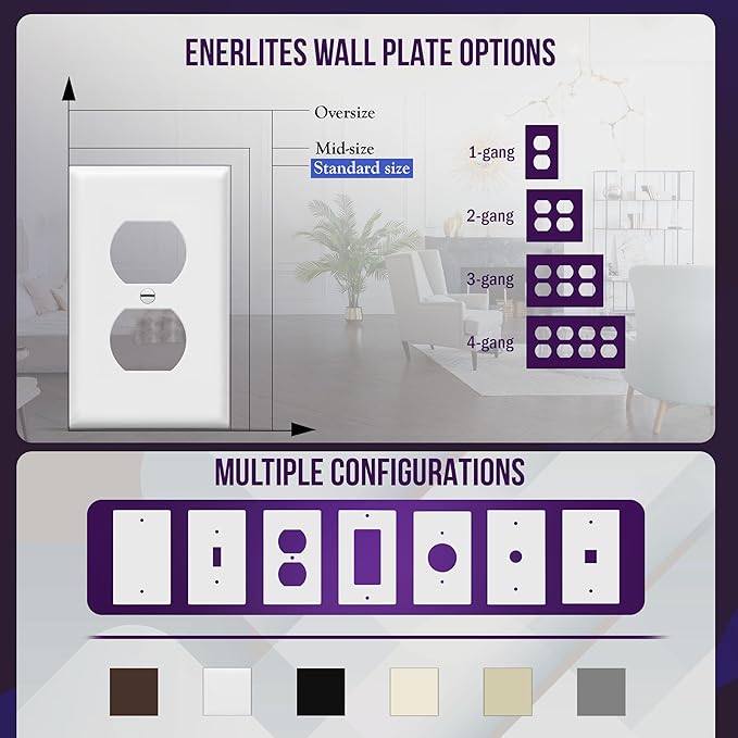Enerlites 8821-W Duplex Receptacle Outlet Wall Plate, Standard Size 1-Gang - Image 5