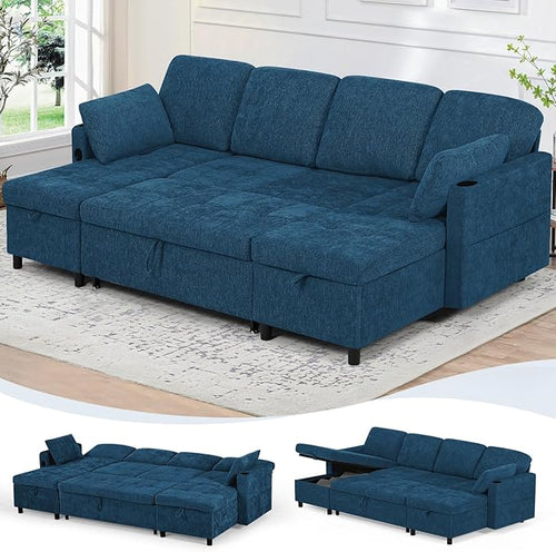 110" Sectional Pull Out Sofa Bed by LESOFAIR