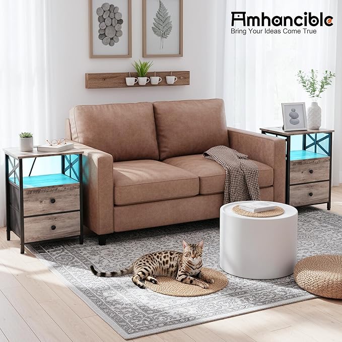 AMHANCIBLE Night Stand Set 2, LED Nightstand - Image 8