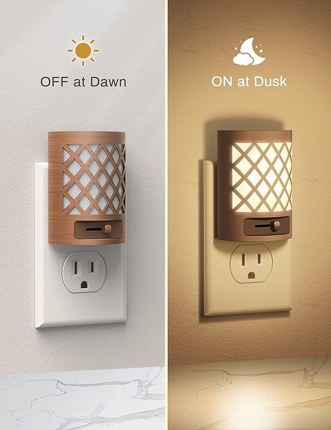 DORESshop Vintage LED Night Light Plug in, Dusk to Dawn Sensor, Dimmable Night - Image 2
