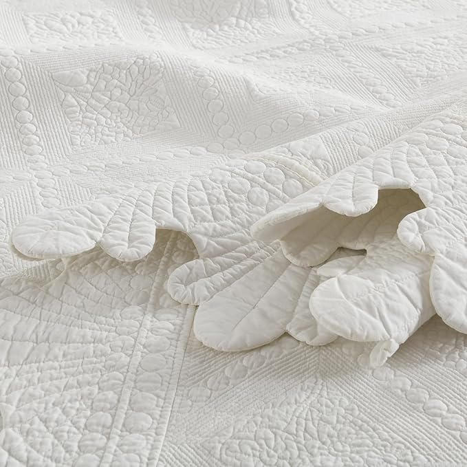 MarCielo 3-Piece 100% Cotton Oversized Bedspread Lightweight Quilt Coverlet - Image 9
