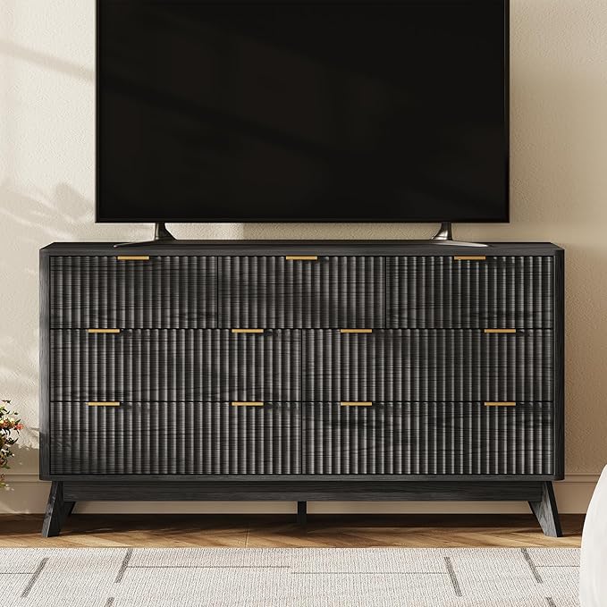 54'' Wide 7 Drawers Dresser for Bedroom, Modern Fluted Vertical Chest - Image 3