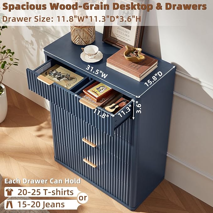 LEYAOYAO Fluted Dressers & Nightstand Set of 4, Wood 48" Wide Dresser & 42" - Image 6