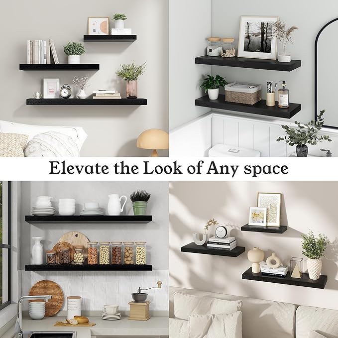 Floating Shelves for Wall, 7.9" Deep Wall Mounted Wood Shelves for Bathroom - Image 8