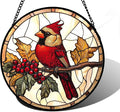 DASTOLL Stained Glass Window Hanging, Birds on a Branch Cardinal Sun Catchers by DASTOLL