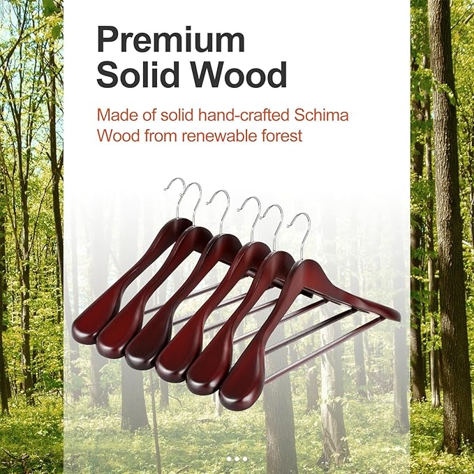 TOPIA HANGER Wide Shoulder Wooden Hangers, Suit Hangers - Image 6