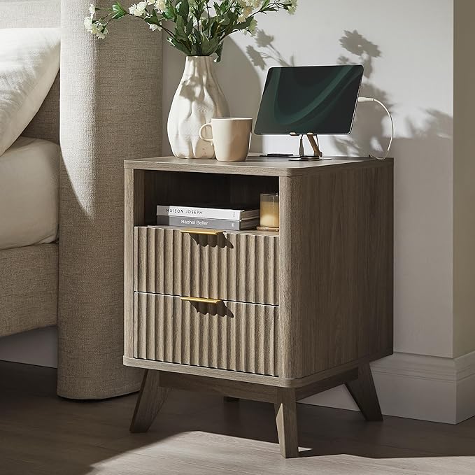 T4TREAM Fluted Nightstand Set of 2 - Image 2