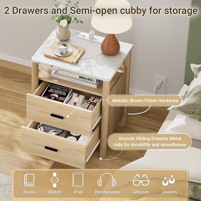 FavourLife Night Stand, Modern Large Nightstand - Image 6
