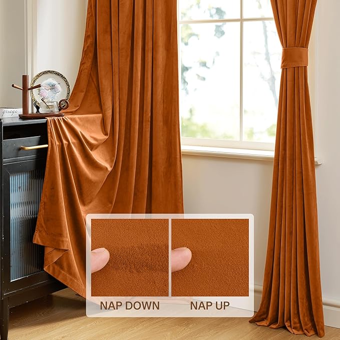 StangH Pumpkin Orange Curtains Velvet 96 inches - Image 4