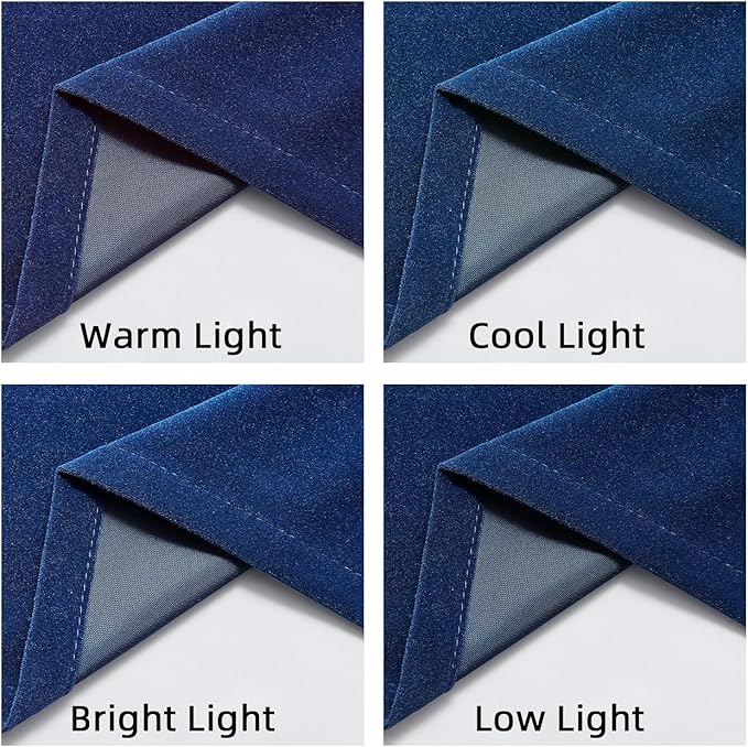 Joydeco Blue Velvet Blackout Curtains 84 Inch - Image 6