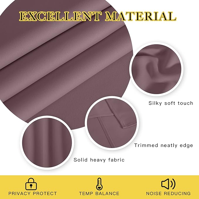 NICETOWN Bedroom Curtain Room Darkening Drapery 102 inches Length - Image 2
