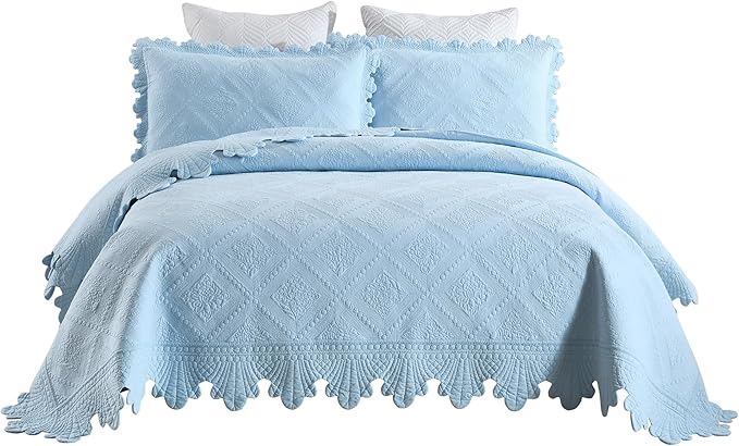 MarCielo 3-Piece 100% Cotton Oversized Bedspread Lightweight Quilt Coverlet - Image 6