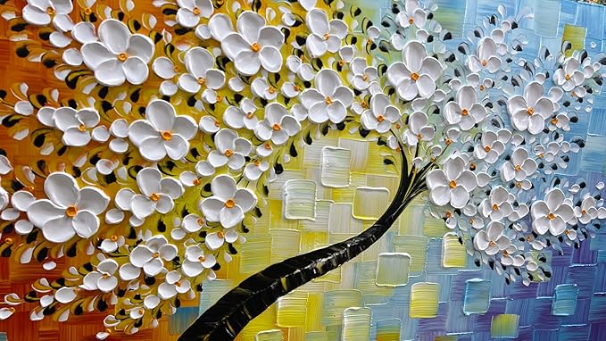 YaSheng Art -Handmade Colorful 3D Flowers Art Oil Painting On Canvas Texture - Image 8
