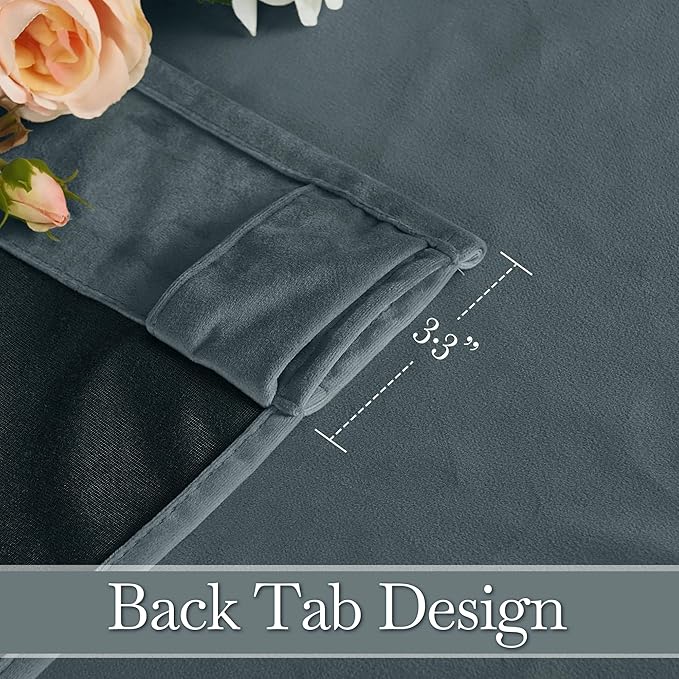 RYB HOME Dusty Blue Velvet Drapes - Image 3
