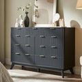 T4TREAM Fluted 9 Drawers Dresser, Curved Profile Design, Dresser TV Stand by T4TREAMFurniture