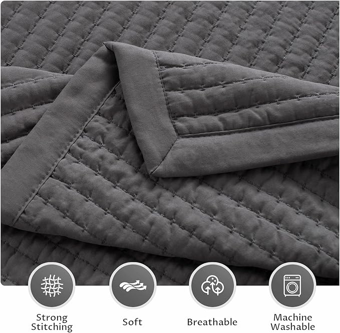 KASENTEX Queen Quilt Set 90"x90" – Soft Washed 3-Layer Lightweight Bedspread - Image 4