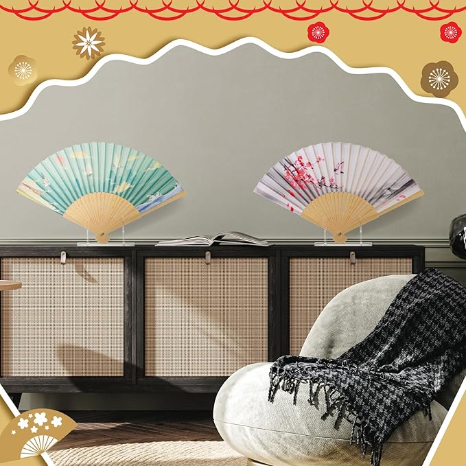 Roowest 8 Pcs Acrylic Fan Display Stand Folding Japanese Chinese Hand Fan Stand - Image 6