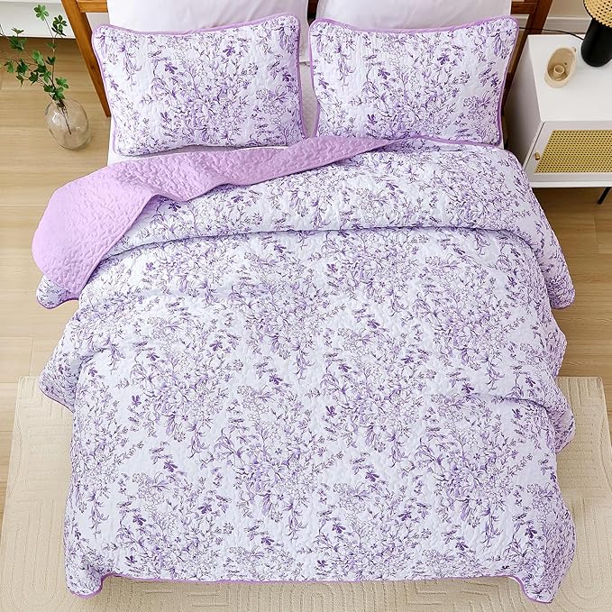 WONGS BEDDING Quilt King Size, Botanical Quilt - Image 4