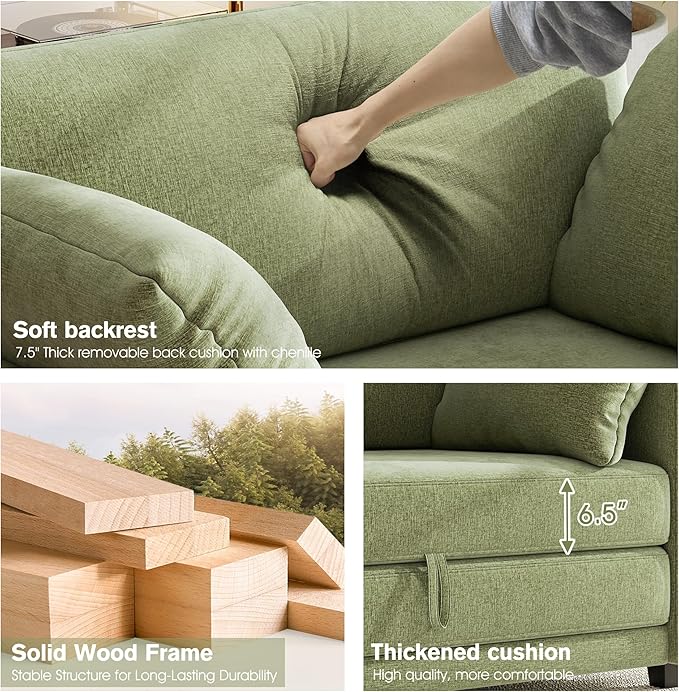 51" Loveseat Sleeper Sofa Bed, Chenille Convertible Floor Sofa Bed - Image 5