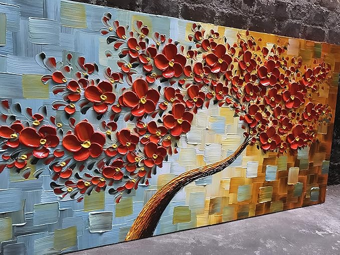 YaSheng Art -handpainted Texture Flowers Contemporary Art Oil Painting On - Image 4