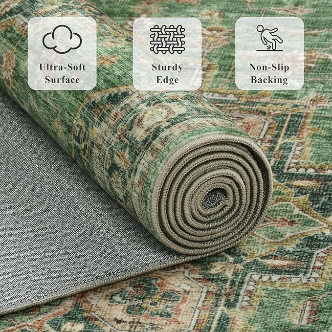 3x5 Area Rug Vintage Rugs for Indoor Entrance Stain Resistant Washable Entryway - Image 4