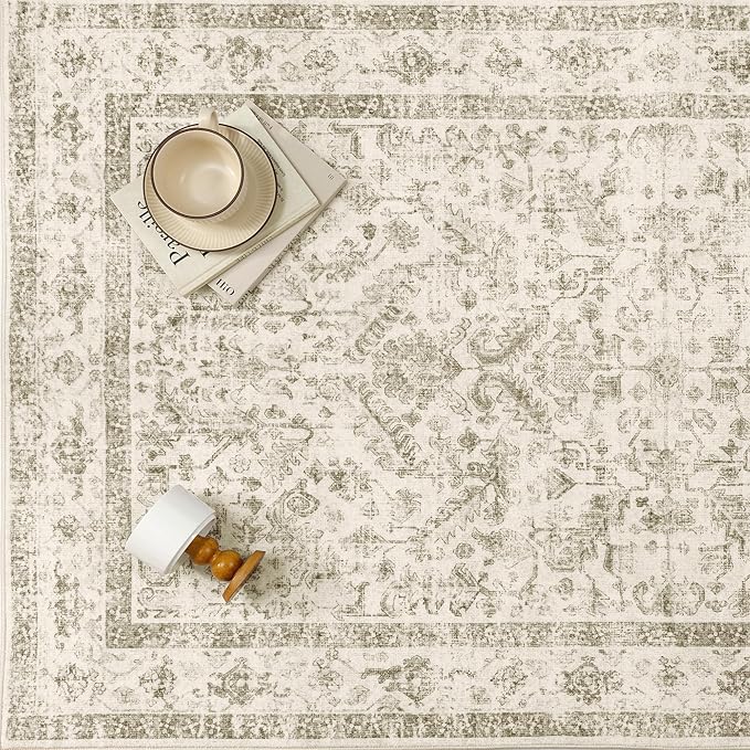 Taupe 2x3 Entryway Rug Vintage Area Carpet Indoor Kitchen Washable Door Mat - Image 5