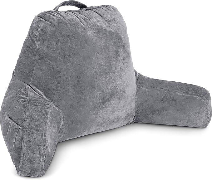 Husband Pillow Dark Grey, Standard+ Original Reading Pillow in Bed Rest Chair by HusbandPillow