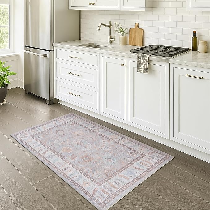 Fame Rugs Brown Modern Oushak Rug 3x5, Washable Vintage Turkish Colorful by FameRugs