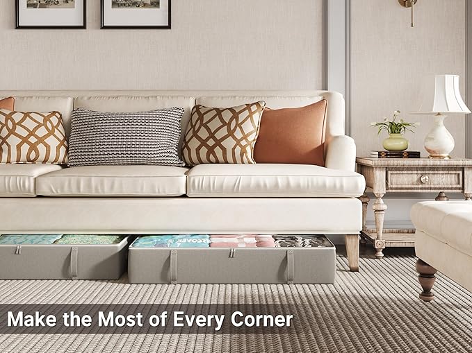 2-Pack Under Bed Storage Containers, 8 Inches Tall Underbed Clothes Storage - Image 2