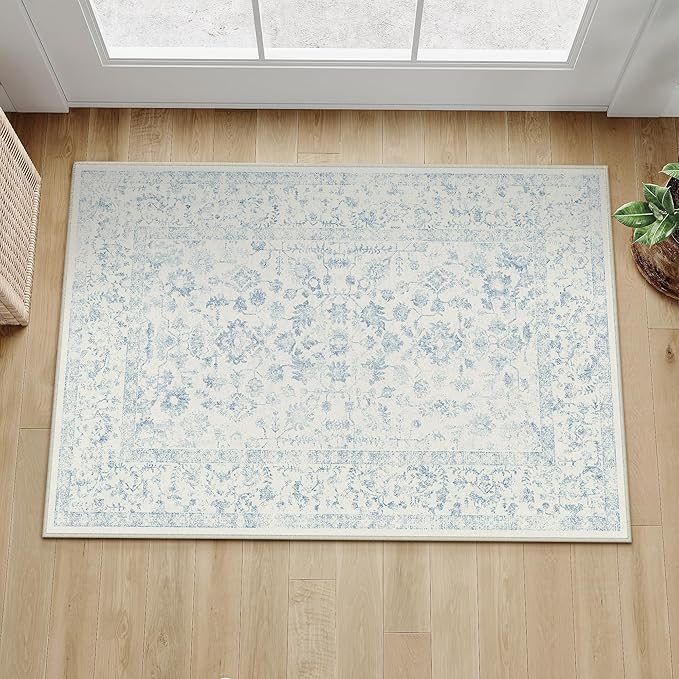 2x3 Blue Entryway Area Rug Machine Washable Door Mat Kitchen Vintage Distressed - Image 5