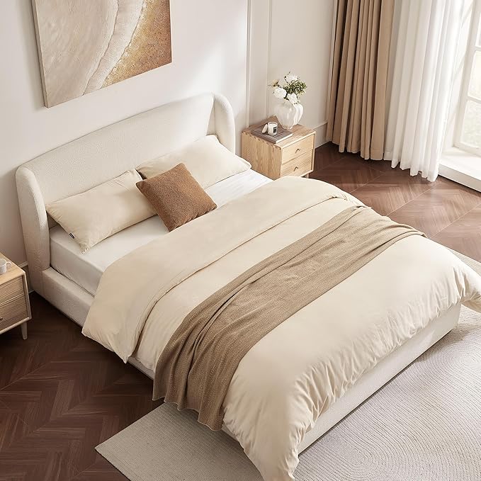 CHITA Queen Size Bed Frame, Upholstered Platform Bed - Image 9