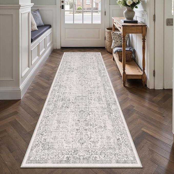 Gray Runner Rug 2'6"x10' Washable Carpet by PureCozy