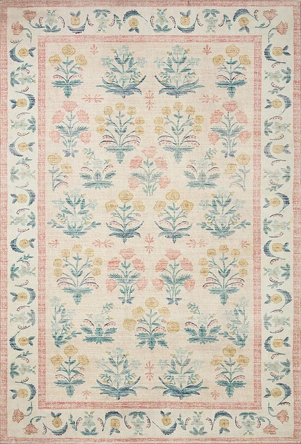 Loloi Rifle Paper Co. Eden Collection EDE-01 Mughal Rose Blush 3'-6" x 5'-6" - Image 2