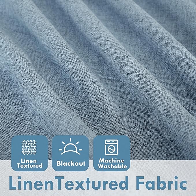 DriftAway Double Layer Linen Blackout Tie Up Curtains Thermal Insulated Fully - Image 5