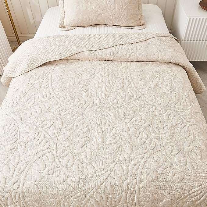 MarCielo 3-Piece 100% Cotton Oversized Bedspread Lightweight Quilt Coverlet - Image 3