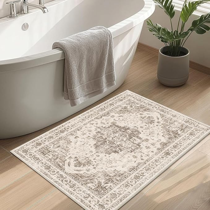 2x3 Vintage Washable Area Rugs for Entryway Soft Non-Slip Bath Mat Boho - Image 3