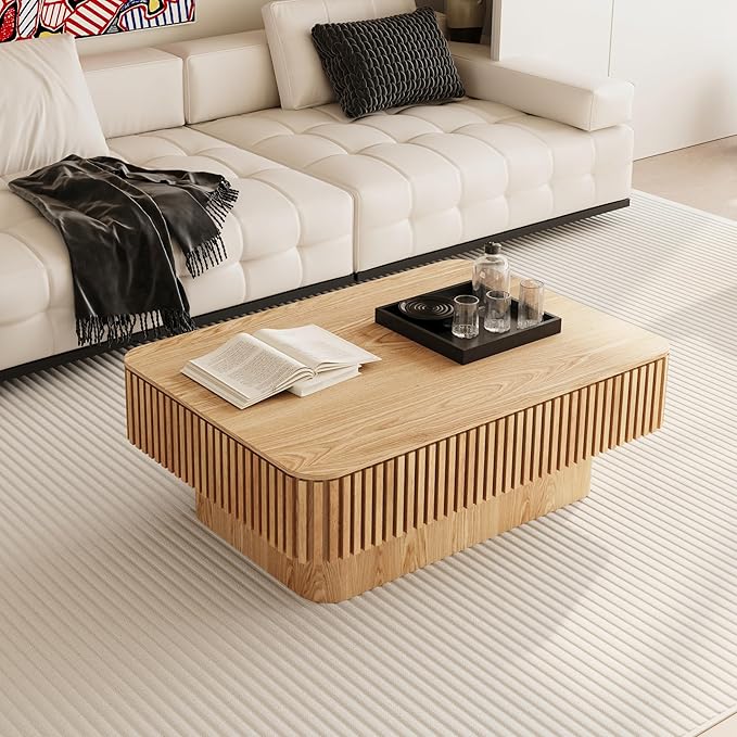 Lift Coffee Table with Storage & Adjustable Height, Solid Wood Coffee Table - Image 2