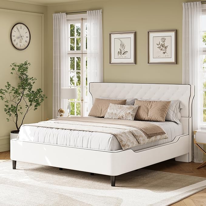 Christopher Knight Home Salus Linen Upholstered King Size Bed Frame - Image 4