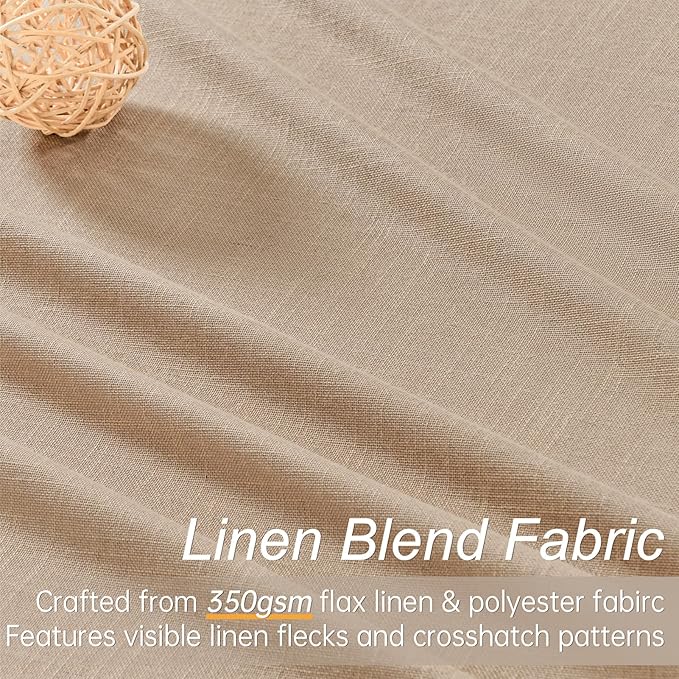 Topfinel 100% Blackout Linen Curtains 72 Inch Length, Pinch Pleated Neutral - Image 4