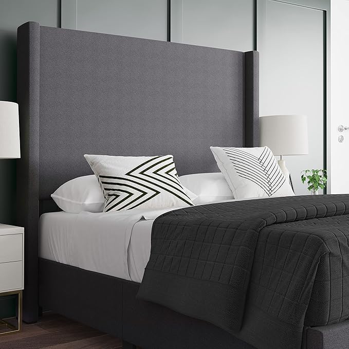EMMA + OLIVER Nora Full Size Faux Linen Upholstered Platform Bed - Image 6