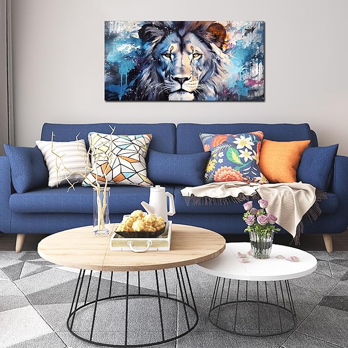 ENTANUB Lion Wall Art for Living Room, Animal Canvas Print Painting for Bedroom - Image 3