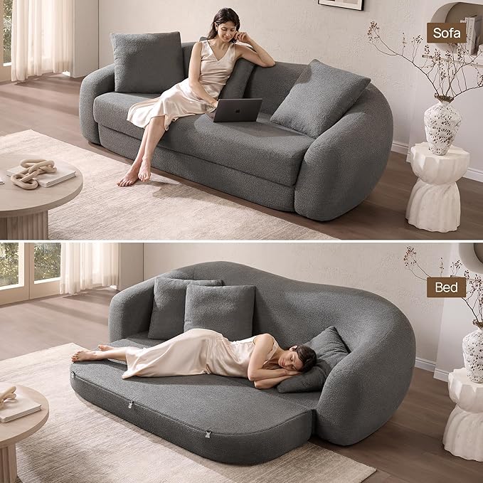 SICOTAS Curved Sofa Couch Bed for Living Room Convertible Futon Cloud Boneless - Image 4